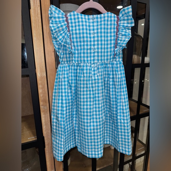 NWT fireworks dress embroidered smocked gingham avignon usa 4th of july toddler - Picture 5 of 6